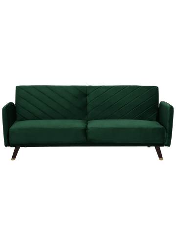 Beliani 3-Sitzer Sofa SENJA in Grün/Braun - (W) 198 x (H) 87 x (L) 95 cm
