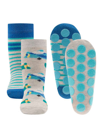ewers 2er-Set Stoppersocken ABS 2er Pack Flugzeuge in hellsilber meliert