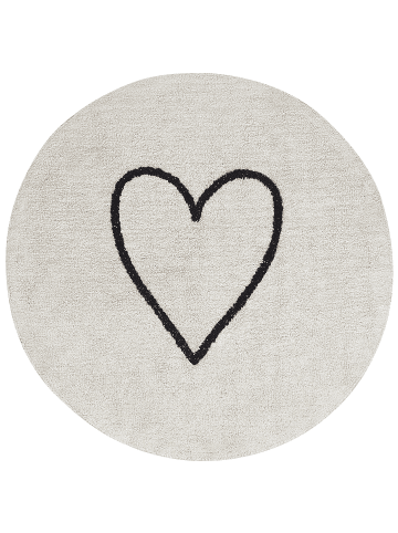 Beliani Kurzflor HEART in Beige/Schwarz - (W) 140 x (L) 140 cm