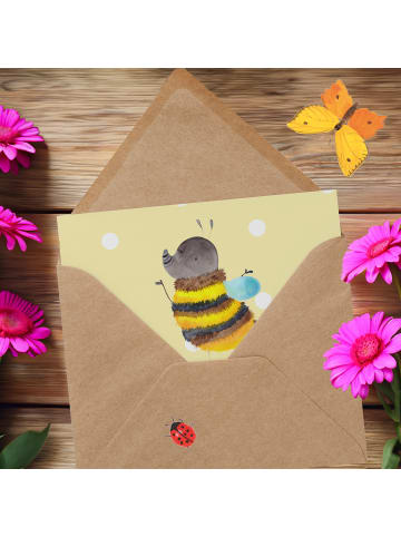 Mr. & Mrs. Panda Klappkarte Hummel flauschig mit Spruch in Gelb Pastell