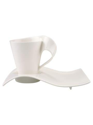 Villeroy & Boch Kaffeebecher mit Unterteller NewWave Caffè 300 ml weiß in weiß
