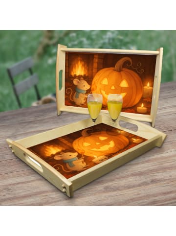 Mr. & Mrs. Panda Tablett Kürbis Maus Design ohne Spruch in Weiß