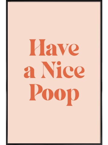Juniqe Poster in Kunststoffrahmen "Nice Poop" in Cremeweiß & Orange
