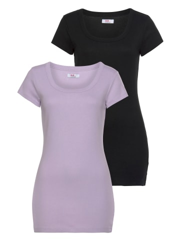 FLASHLIGHTS T-Shirt in flieder, schwarz