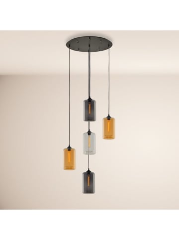 s.LUCE Cruet Mehrfach-Pendelleuchte Glas 3 oder 5-flammig in Rauch