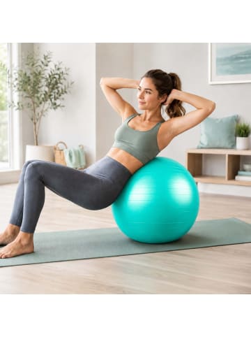 relaxdays Gymnastikball Set in Türkis - Ø 65 cm