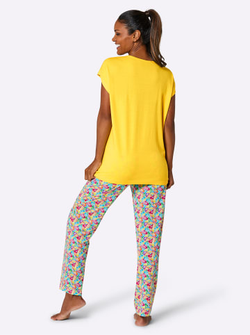 WITT WEIDEN Schlafanzug in sonnengelb-türkis-bedruckt