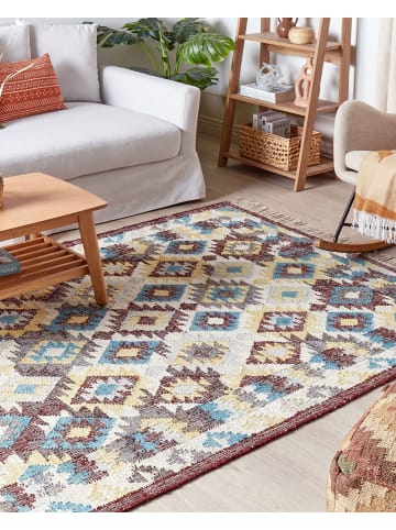 Beliani Geflochtener Teppich FENER in Bunt/Beige/Rot - (W) 160 x (H) 0.6 x (L) 230 cm