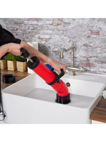 relaxdays Rohrreinigungspumpe in Schwarz/ Rot