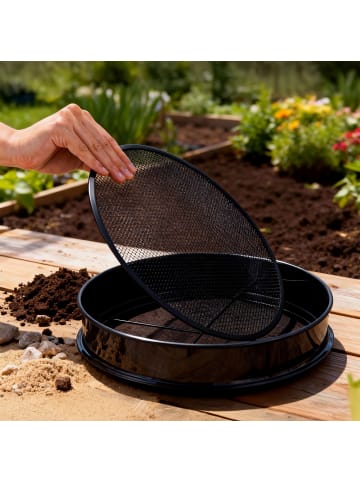 relaxdays Gartensieb "5in1" in Schwarz  - Ø 30 cm