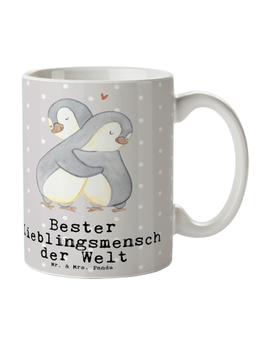 Mr. & Mrs. Panda Tasse Pinguin Bester Lieblingsmensch der Welt m... in Grau Pastell