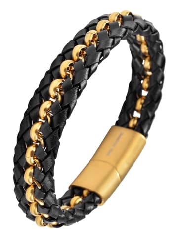 Adeliás Unisex Armband – Lederarmband aus Leder 19 cm in schwarz