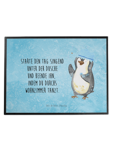 Mr. & Mrs. Panda tischauflage Pinguin Duschen mit Spruch in Eisblau
