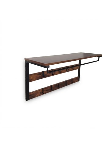 relaxdays Wandgarderobe in Dunkelbraun/ Schwarz - (B)80 x (H)42 x (T)30 cm