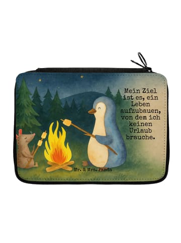 Mr. & Mrs. Panda Stifteetui Pinguin Lagerfeuer Design mit Spruch in Weiß