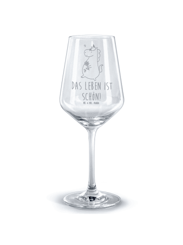 Mr. & Mrs. Panda Rotweinglas mit Gravur Einhorn Spaziergang mit ... in Transparent
