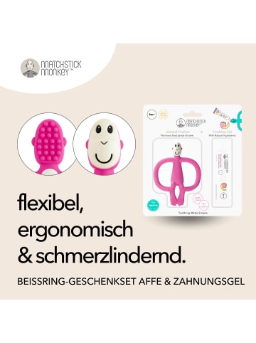 MATCHSTICK MONKEY Zahnungs-Set - Beißring + Bio Zahnungsgel Erdbeere-Banane