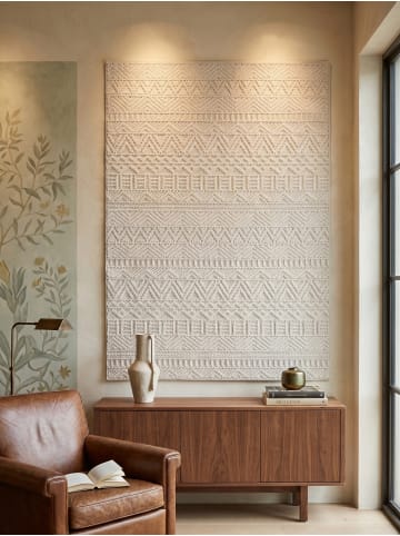 KADIMA DESIGN Flachgewebe-Teppich Ethno Streifen Boho Pflegeleicht in Creme