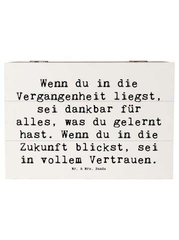 Mr. & Mrs. Panda Holzkiste Spruch Freude und Vertrauen mit Spruch in Weiß