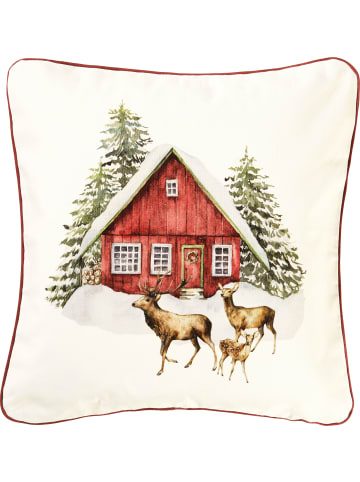 Erwin Müller Baumwolle, Canvas Kissenhülle in rot-braun-weiß