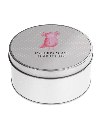 Mr. & Mrs. Panda Erinnerungsbox Axolotl Glücklich mit Spruch in Grau Pastell