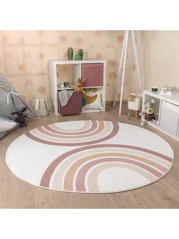 KADIMA DESIGN Kinderteppich waschmaschinenwaschbar Regenbogen Kinderzimmer in Pink