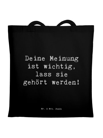Mr. & Mrs. Panda Tote Bag Spruch Mutig zu seinen Meinungen stehe... in Schwarz