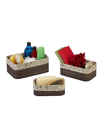 relaxdays 3 x Aufbewahrungskorb in Braun/ Beige