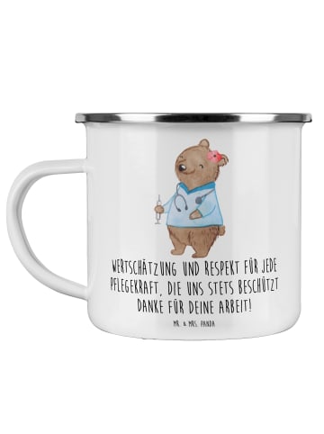 Mr. & Mrs. Panda Teetasse Pflegekraft Wertschätzung mit Spruch in Weiß
