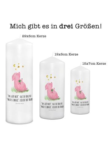 Mr. & Mrs. Panda Weihnachtskerze Schwein Glück mit Spruch in Weiß