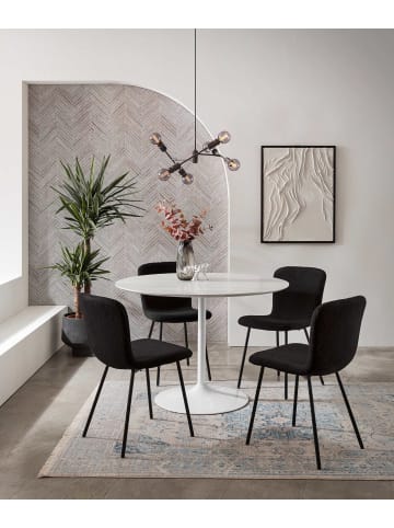 SalesFever Bistrotisch rund  Ø 110 cm in Marmoroptik und Metallgestell in Weiß