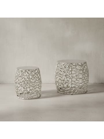 KADIMA DESIGN Silbernes Beistelltisch-Set mit ausgefallener Aststruktur, Aluminium