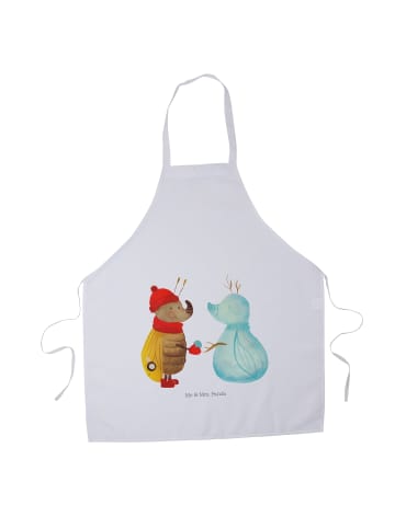 Mr. & Mrs. Panda Schürze Nachtfalter Schneemann ohne Spruch in Weiß
