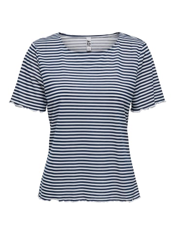 JACQUELINE de YONG Basic T-Shirt Kurzarm Rundhals Top mit Rollkante JDYDALILA in Blau