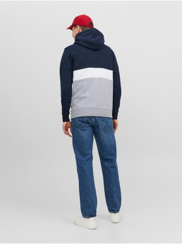 Jack & Jones Kapuzenpullover mit Print Design Sweater Hoodie JJEREID in Blau