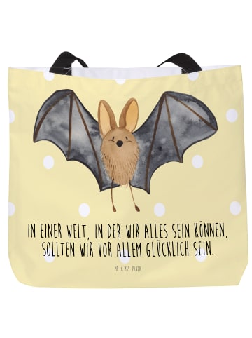 Mr. & Mrs. Panda Strandtasche Fledermaus Flügel mit Spruch in Gelb Pastell