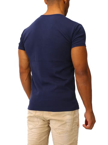 Joe Franks Joe Franks Joe Franks Herren Basic T-Shirt Kurzarm Druckknopf SMALL BUTTON in navy