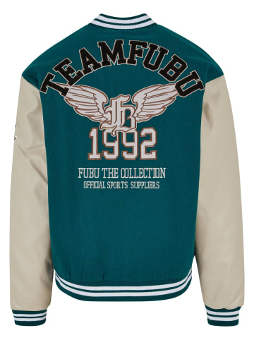 FUBU FUBU Herren FM233-009-2 FUBU College Varsity Jacket in green/creme/brown
