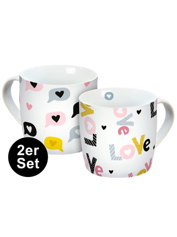 Geda Labels Tasse Love Pattern 2er Set in Rosa - 250 ml