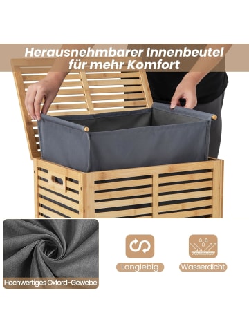 COSTWAY Wäschekorb 80L in Hellbraun