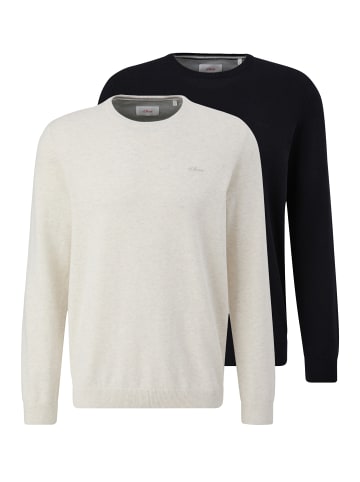 S. Oliver Pullover Basic in Weiß / schwarz