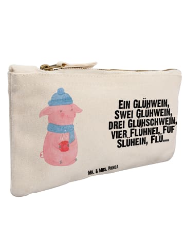 Mr. & Mrs. Panda Schminktasche Schweinchen Glühwein mit Spruch in Weiß