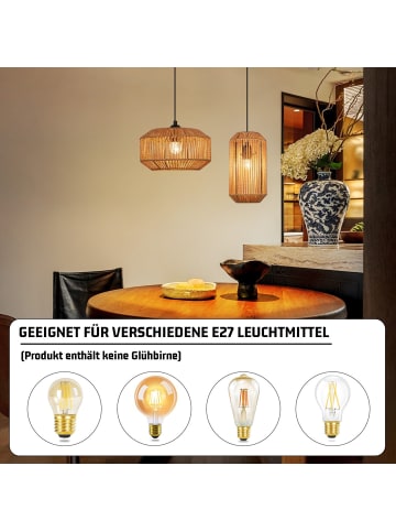 ZMH Pendelleuchte 1-flammige E27 in schwarz Diamant Design Vintage Rattan