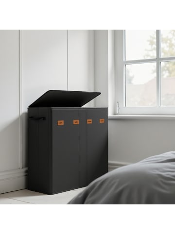 SONGMICS Wäschekorb Tina in Schwarz - (B)33 x (H)75 x (T)84 cm