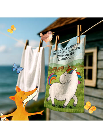 Mr. & Mrs. Panda Gästetuch Einhorn Stolzieren Design mit Spruch in Weiß