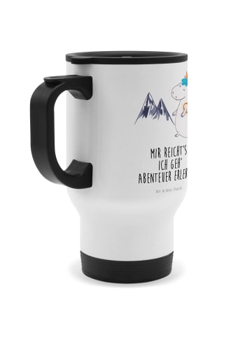Mr. & Mrs. Panda Kaffeebecher Einhorn Bergsteiger mit Spruch in Weiß