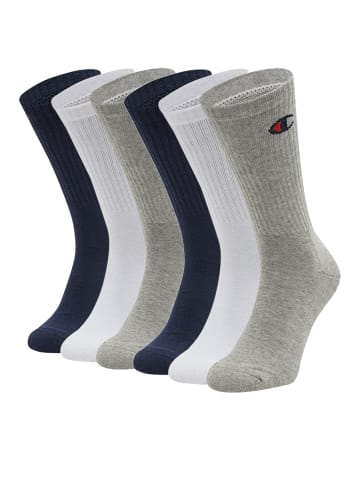 Champion Socken Crew Socks 6pk in White/Blue/Grey