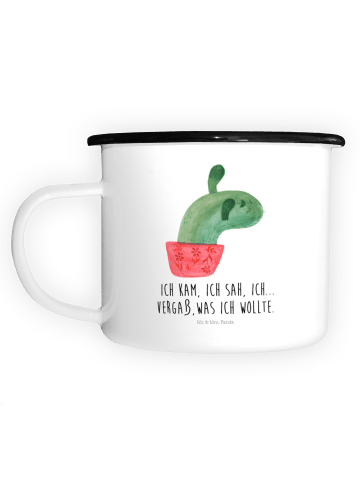 Mr. & Mrs. Panda XL Emaille Tasse Kaktus Mama mit Spruch in Weiß