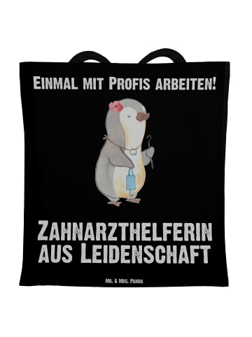 Mr. & Mrs. Panda Tote Bag Zahnarzthelferin Leidenschaft mit Spruch in Schwarz