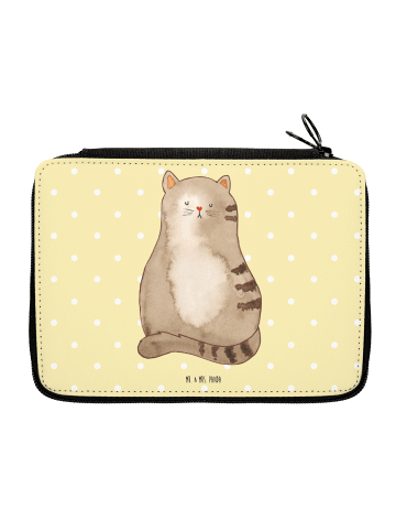 Mr. & Mrs. Panda Federtasche Katze Sitzen ohne Spruch in Gelb Pastell